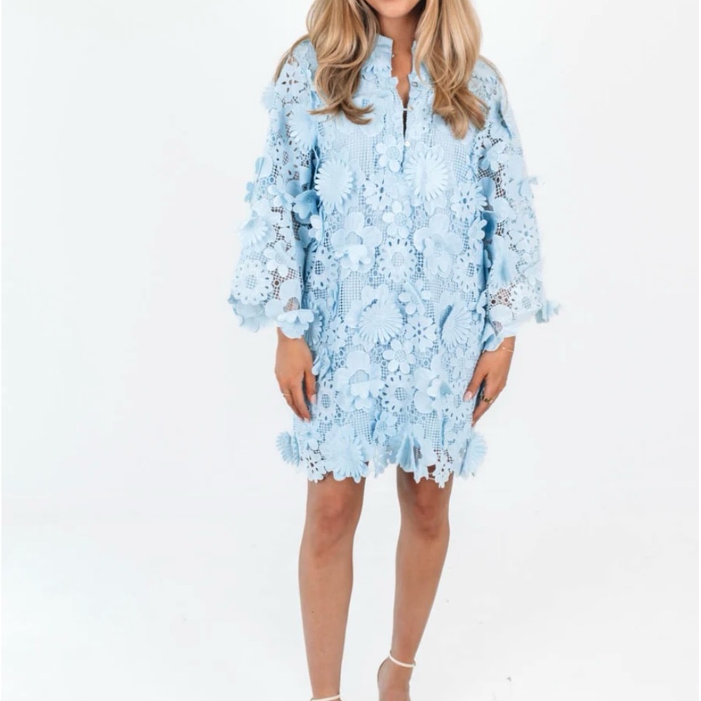 Light Blue Floral Lace Dress